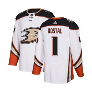 Youth Anaheim Ducks #1 Lukas Dostal Authentic White Away Hockey Jersey