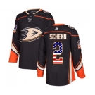Youth Anaheim Ducks #2 Luke Schenn Authentic Black USA Flag Fashion Hockey Jersey