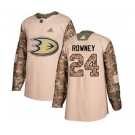 Youth Anaheim Ducks #24 Carter Rowney Authentic Camo Veterans Day Practice Hockey Jersey