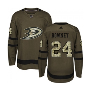 Youth Anaheim Ducks #24 Carter Rowney Authentic Green Salute to Service Hockey Jersey