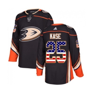 Youth Anaheim Ducks #25 Ondrej Kase Authentic Black USA Flag Fashion Hockey Jersey