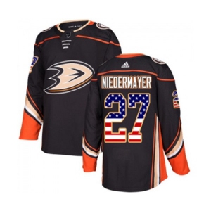 Youth Anaheim Ducks #27 Scott Niedermayer Authentic Black USA Flag Fashion Hockey Jersey
