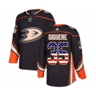 Youth Anaheim Ducks #35 Jean-Sebastien Giguere Authentic Black USA Flag Fashion Hockey Jersey