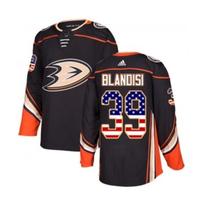 Youth Anaheim Ducks #39 Joseph Blandisi Authentic Black USA Flag Fashion Hockey Jersey