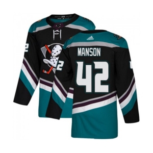 Youth Anaheim Ducks #42 Josh Manson Authentic Black Teal Alternate Hockey Jersey