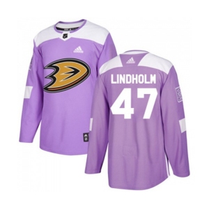 Youth Anaheim Ducks #47 Hampus Lindholm Authentic Purple Fights Cancer Practice Hockey Jersey