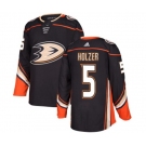 Youth Anaheim Ducks #5 Korbinian Holzer Authentic Black Home Hockey Jersey