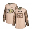 Youth Anaheim Ducks #62 Andrej Sustr Authentic Camo Veterans Day Practice Hockey Jersey