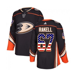 Youth Anaheim Ducks #67 Rickard Rakell Authentic Black USA Flag Fashion Hockey Jersey