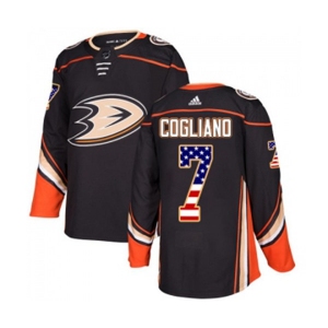 Youth Anaheim Ducks #7 Andrew Cogliano Authentic Black USA Flag Fashion Hockey Jersey