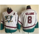 Youth Anaheim Ducks #8 Teemu Selanne White CCM Throwback Stitched NHL Jersey