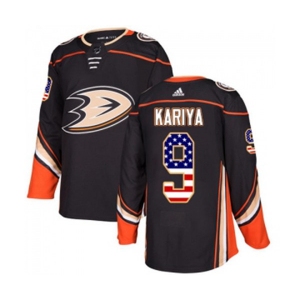 Youth Anaheim Ducks #9 Paul Kariya Authentic Black USA Flag Fashion Hockey Jersey