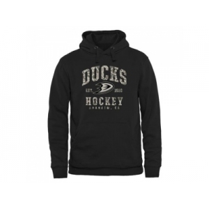 Men's Anaheim Ducks Black Camo Stack Pullover Hoodie
