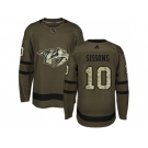 Men Adidas Nashville Predators #10 Colton Sissons Green Salute to Service Stitched NHL Jersey