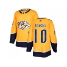 Men Adidas Nashville Predators #10 Colton Sissons Yellow Home Authentic Stitched NHL Jersey