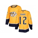 Men Adidas Nashville Predators #12 Mike Fisher Yellow Home Authentic Stitched NHL Jersey