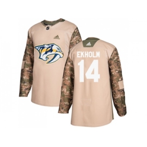 Men Adidas Nashville Predators #14 Mattias Ekholm Camo Authentic 2017 Veterans Day Stitched NHL Jersey