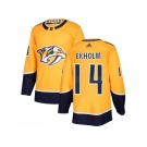 Men Adidas Nashville Predators #14 Mattias Ekholm Yellow Home Authentic Stitched NHL Jersey