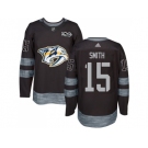 Men Adidas Nashville Predators #15 Craig Smith Black 1917-2017 100th Anniversary Stitched NHL Jersey