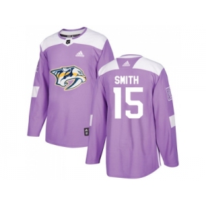 Men Adidas Nashville Predators #15 Craig Smith Purple Authentic Fights Cancer Stitched NHL Jersey