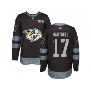 Men Adidas Nashville Predators #17 Scott Hartnell Black 1917-2017 100th Anniversary Stitched NHL Jersey