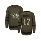 Men Adidas Nashville Predators #17 Scott Hartnell Green Salute to Service Stitched NHL Jersey