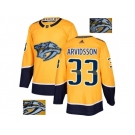 Men Adidas Nashville Predators #33 Viktor Arvidsson Yellow Home Authentic Fashion Gold Stitched NHL Jersey