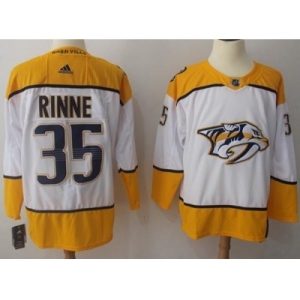 Men Adidas Nashville Predators #35 Pekka Rinne White Road Authentic Stitched NHL Jersey