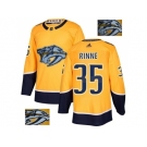 Men Adidas Nashville Predators #35 Pekka Rinne Yellow Home Authentic Fashion Gold Stitched NHL Jersey