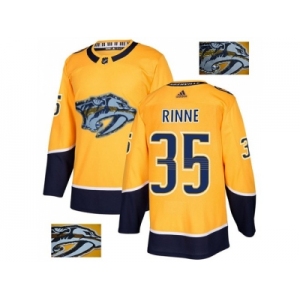 Men Adidas Nashville Predators #35 Pekka Rinne Yellow Home Authentic Fashion Gold Stitched NHL Jersey