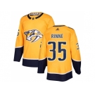 Men Adidas Nashville Predators #35 Pekka Rinne Yellow Home Authentic Stitched NHL Jersey