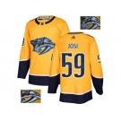 Men Adidas Nashville Predators #59 Roman Josi Yellow Home Authentic Fashion Gold Stitched NHL Jersey