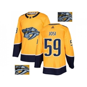 Men Adidas Nashville Predators #59 Roman Josi Yellow Home Authentic Fashion Gold Stitched NHL Jersey