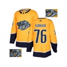 Men Adidas Nashville Predators #76 P.K Subban Yellow Home Authentic Fashion Gold Stitched NHL Jersey