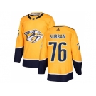 Men Adidas Nashville Predators #76 P.K Subban Yellow Home Authentic Stitched NHL Jersey