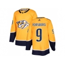 Men Adidas Nashville Predators #9 Filip Forsberg Yellow Home Authentic Stitched NHL Jersey