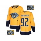 Men Adidas Nashville Predators #92 Ryan Johansen Yellow Home Authentic Fashion Gold Stitched NHL Jersey