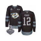 Men's Adidas Nashville Predators #12 Mike Fisher Premier Black 1917-2017 100th Anniversary 2017 Stanley Cup Final NHL Jersey