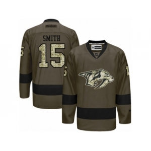 Men's Adidas Nashville Predators #15 Craig Smith Authentic Green Salute to ServiceNHL Jersey