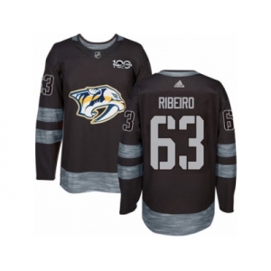 Men's Adidas Nashville Predators #63 Mike Ribeiro Authentic Black 1917-2017 100th Anniversary NHL Jersey
