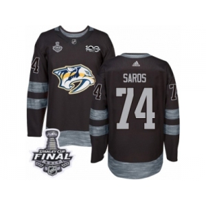 Men's Adidas Nashville Predators #74 Juuse Saros Premier Black 1917-2017 100th Anniversary 2017 Stanley Cup Final NHL Jersey