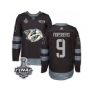 Men's Adidas Nashville Predators #9 Filip Forsberg Premier Black 1917-2017 100th Anniversary 2017 Stanley Cup Final NHL Jersey