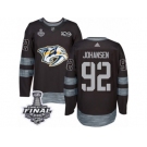 Men's Adidas Nashville Predators #92 Ryan Johansen Premier Black 1917-2017 100th Anniversary 2017 Stanley Cup Final NHL Jersey