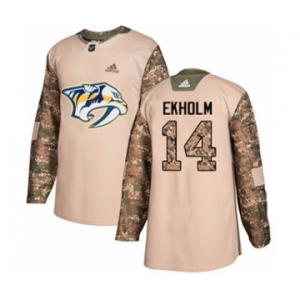 Men's Nashville Predators #14 Mattias Ekholm Camo 2017 Veterans Day Stitched Hockey Jersey