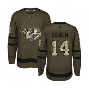 Men's Nashville Predators #14 Mattias Ekholm Green Salute to Service Stitched Hockey Jersey