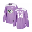 Men's Nashville Predators #14 Mattias Ekholm Purple Fights Cancer Stitched Hockey Jersey