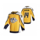 Men's Nashville Predators #14 Mattias Ekholm Yellow 2020-21 Reverse Retro Alternate Hockey Jersey