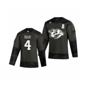 Men's Nashville Predators #4 Ryan Ellis 2019 Veterans Day Authentic Practice Hockey Jersey Camo