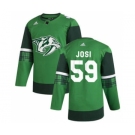 Men's Nashville Predators #59 Roman Josi 2020 St. Patrick's Day Stitched Hockey Jersey Green