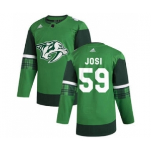 Men's Nashville Predators #59 Roman Josi 2020 St. Patrick's Day Stitched Hockey Jersey Green